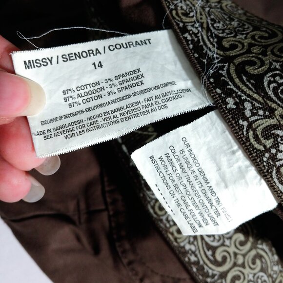 Gloria Vanderbilt Women's Brown Cargo Capri Drawstring Tie Cuff Size 14 - Picture 9 of 9